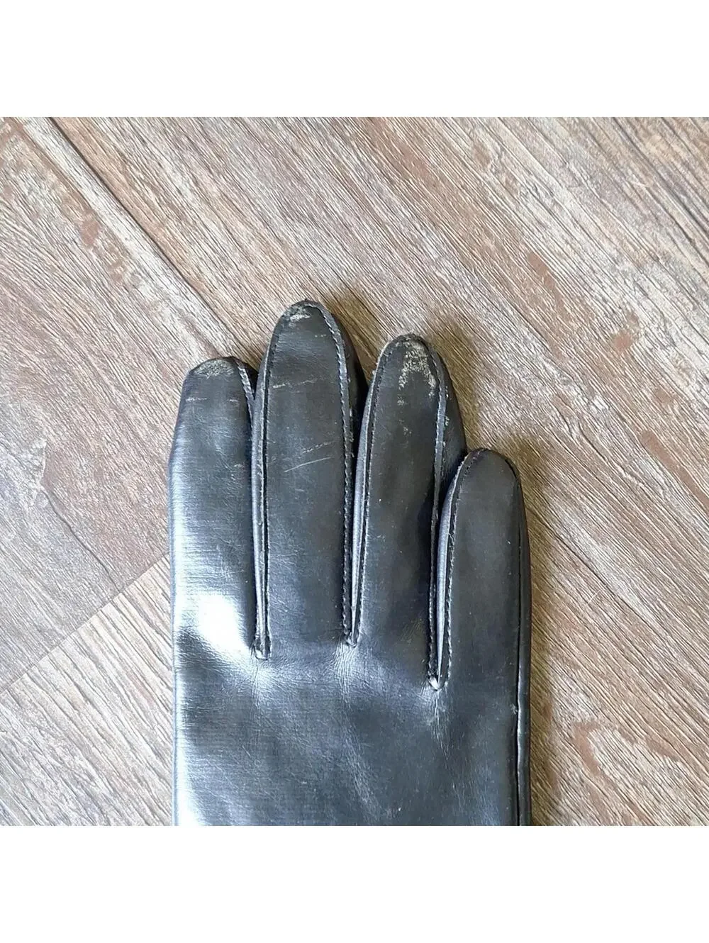 Vintage Black Leather Cotton And Fur Driving Fashion Glove